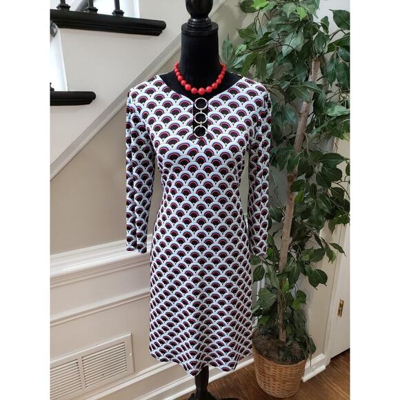MSK Women's Multicolor Polyester Round Neck Long Sleeve Knee Length Dress Small - Picture 1 of 13